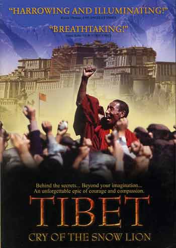 
Monk in uprising with Potala Palace behind - Tibet Cry Of The Snow Lion DVD cover
